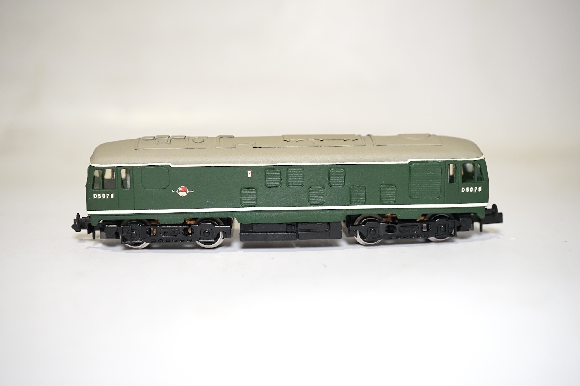 Two boxed Silver Fox Models N gauge BR Class 24 Bo-Bo diesel locomotives in dark green livery, D5078 and D5113. Condition - good.